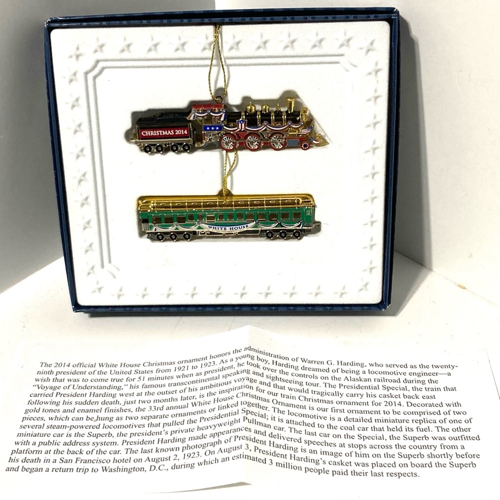 2014 White House Historical Association Box Train Set Christmas Ornaments